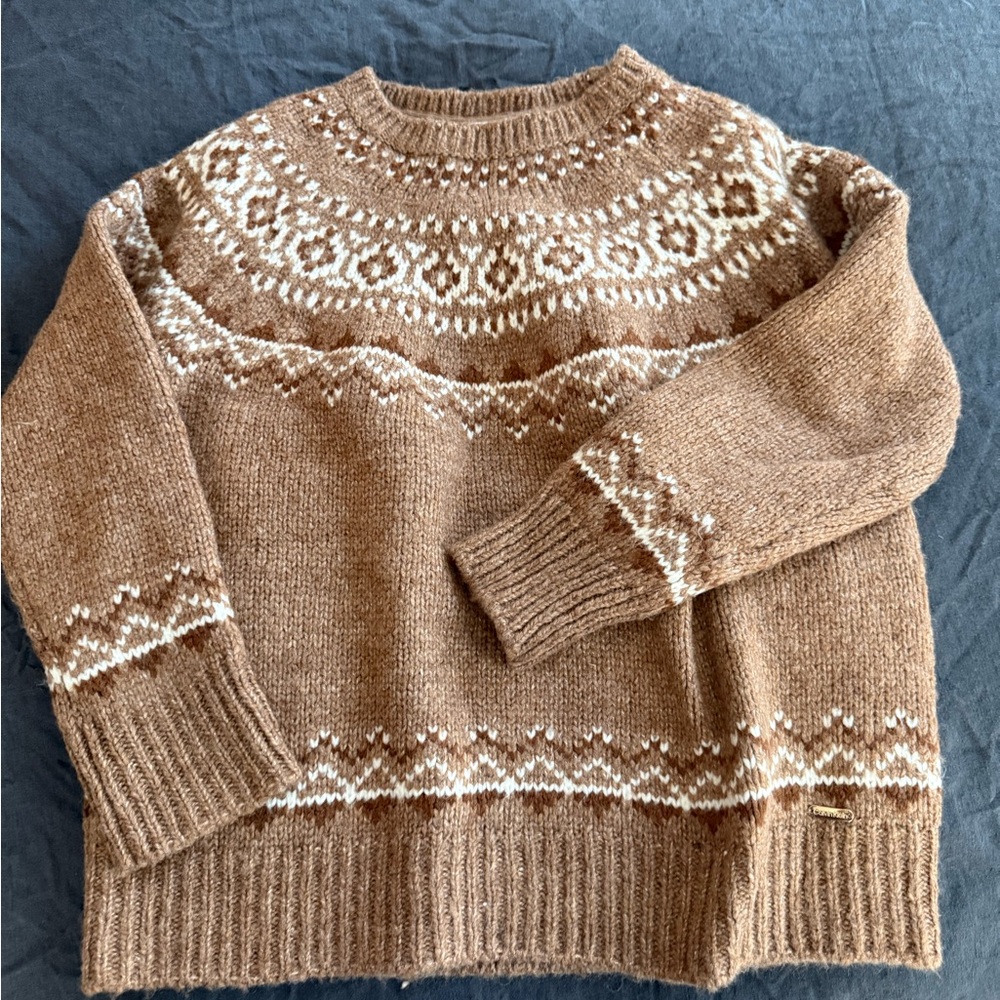 Calvin Klein Brown and Cream fairisle Crewneck Sweater